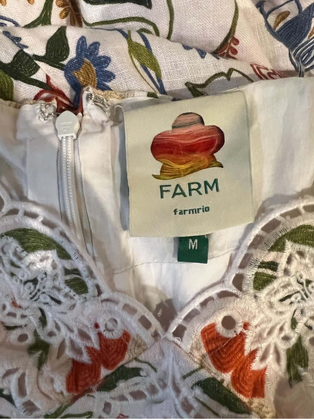 FARM Rio Cream Maxi Dress with Multicolor Floral Embroidery Size Medium - Picture 2 of 10